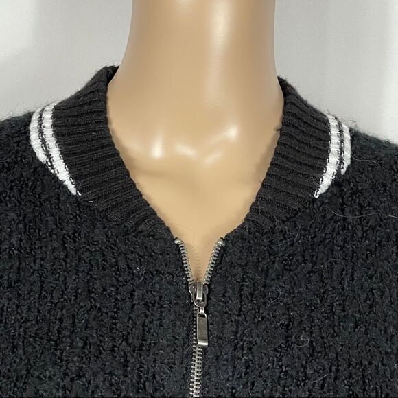 A New Day Womens Fuzzy Black Bomber Jacket - Picture 10 of 15